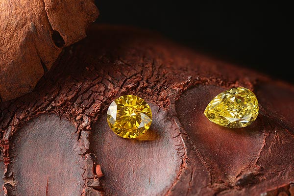 2 geslepen diamanten fancy colored yellow
